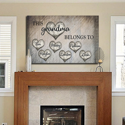 Personalized "This Grandma Belongs To" Premium Canvas Wall Art