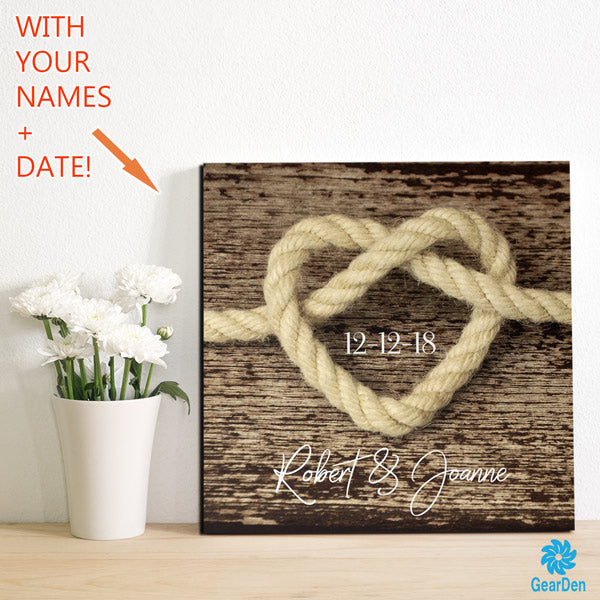 tie the knot wedding day personalized canvas wall art large