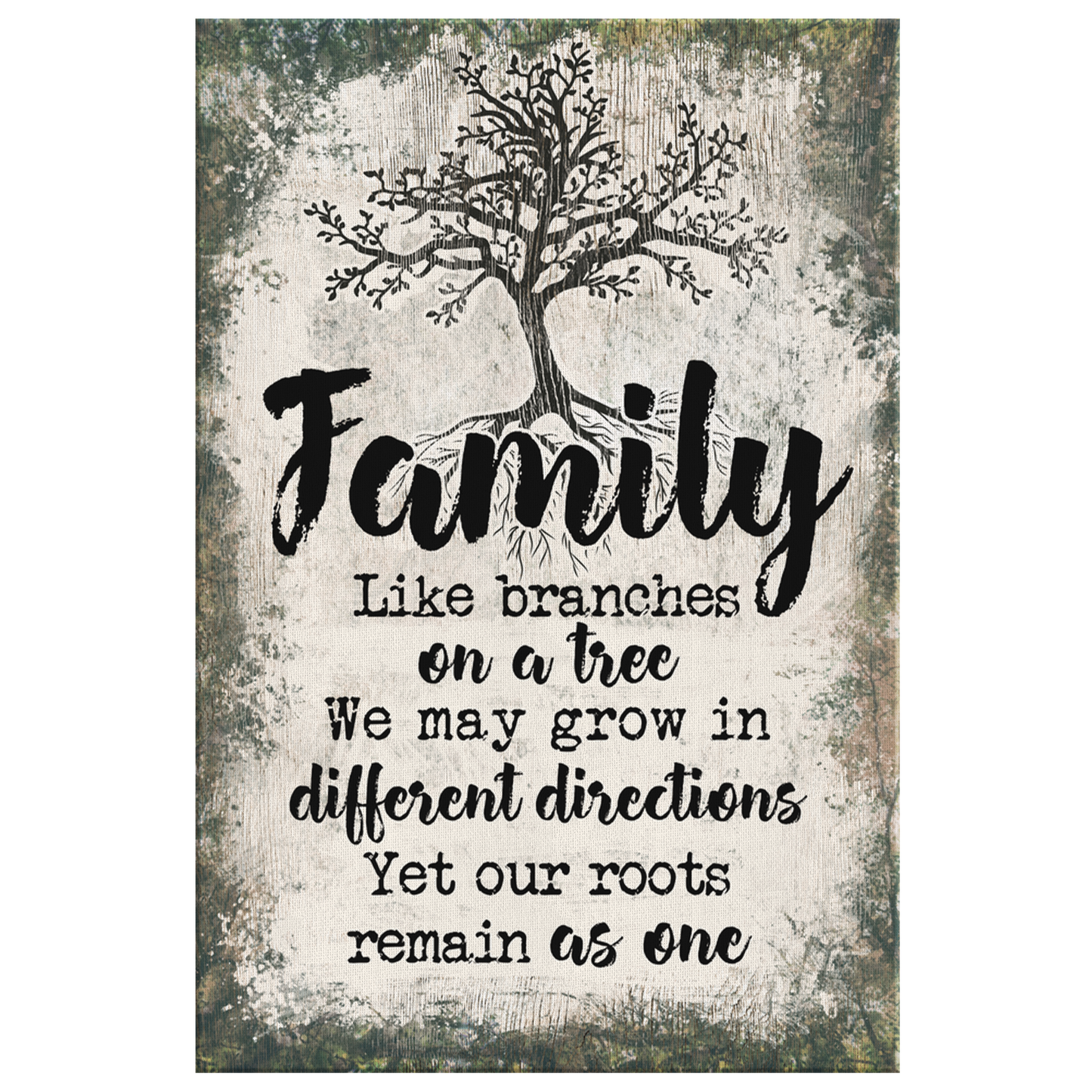 "Family - Like Branches On A Tree" Premium Rustic Canvas