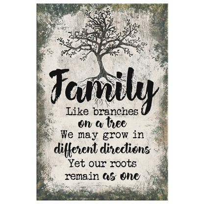 "Family - Like Branches On A Tree" Premium Rustic Canvas