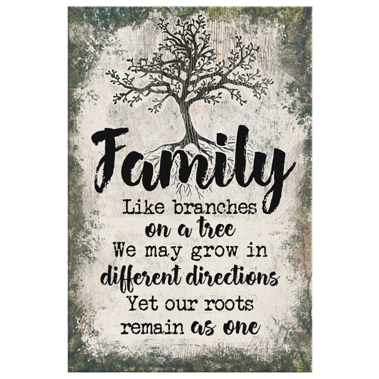 "Family - Like Branches On A Tree" Premium Rustic Canvas