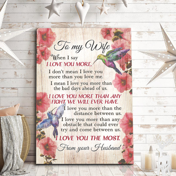 "To My Wife - I Love You More" Premium Canvas Wall Art