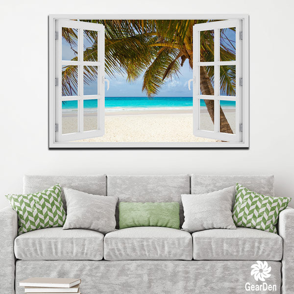 "Palm Beach Window View" Premium Canvas