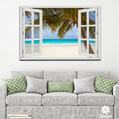 "Palm Beach Window View" Premium Canvas