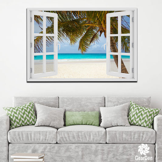 "Palm Beach Window View" Premium Canvas