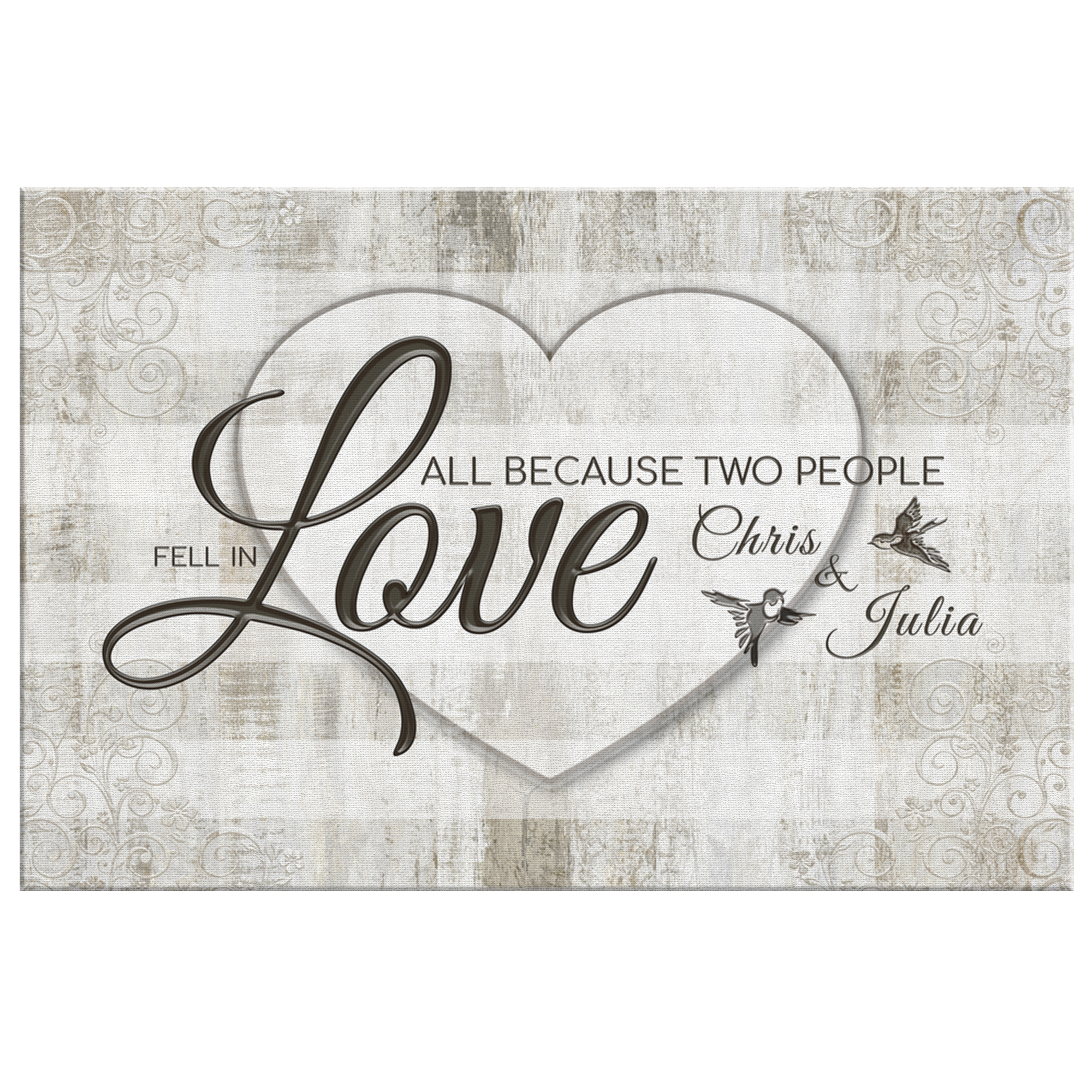 Personalized "All Because Two People Fell In Love" Premium Canvas Wall Art