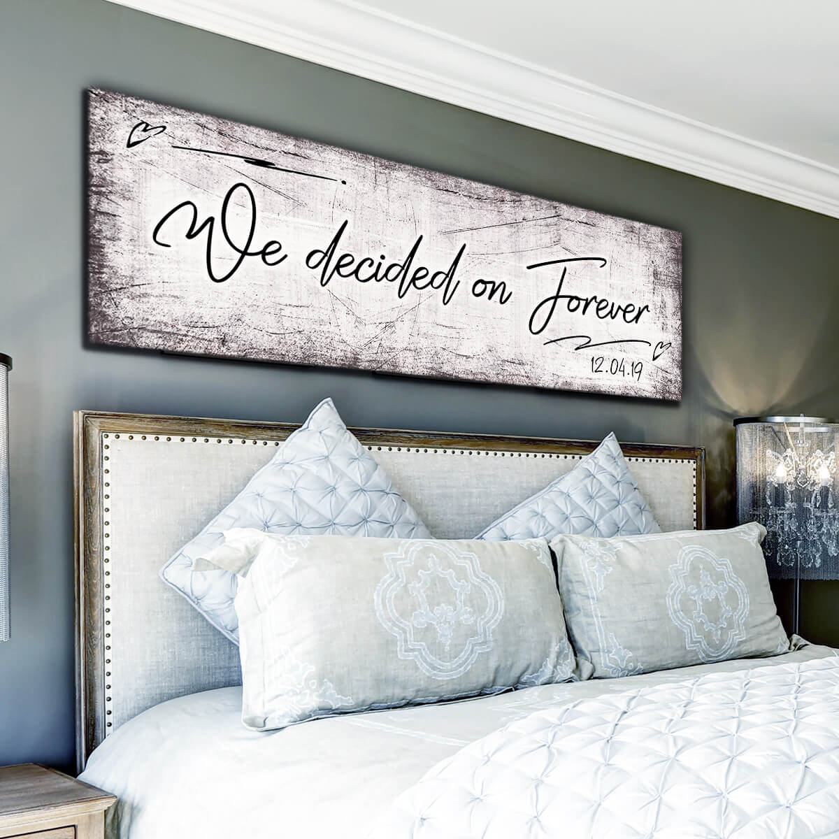 Personalized "We Decided On Forever" Premium Panoramic Canvas Wall Art