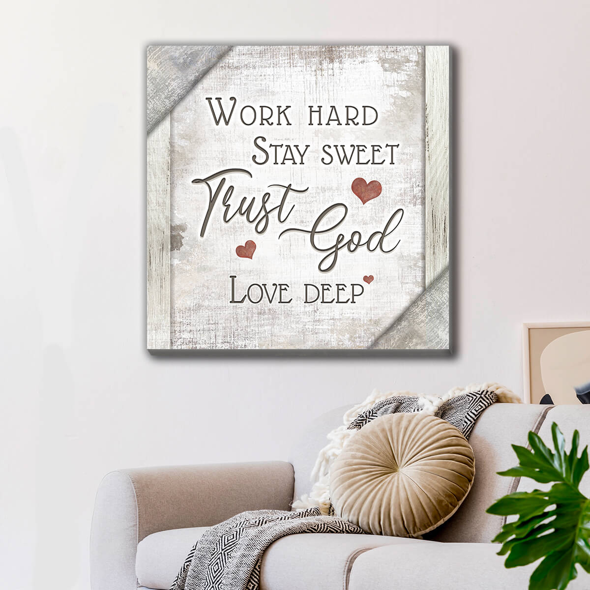 "Stay Sweet, Trust God, Love Deep" Premium Canvas Wall Art