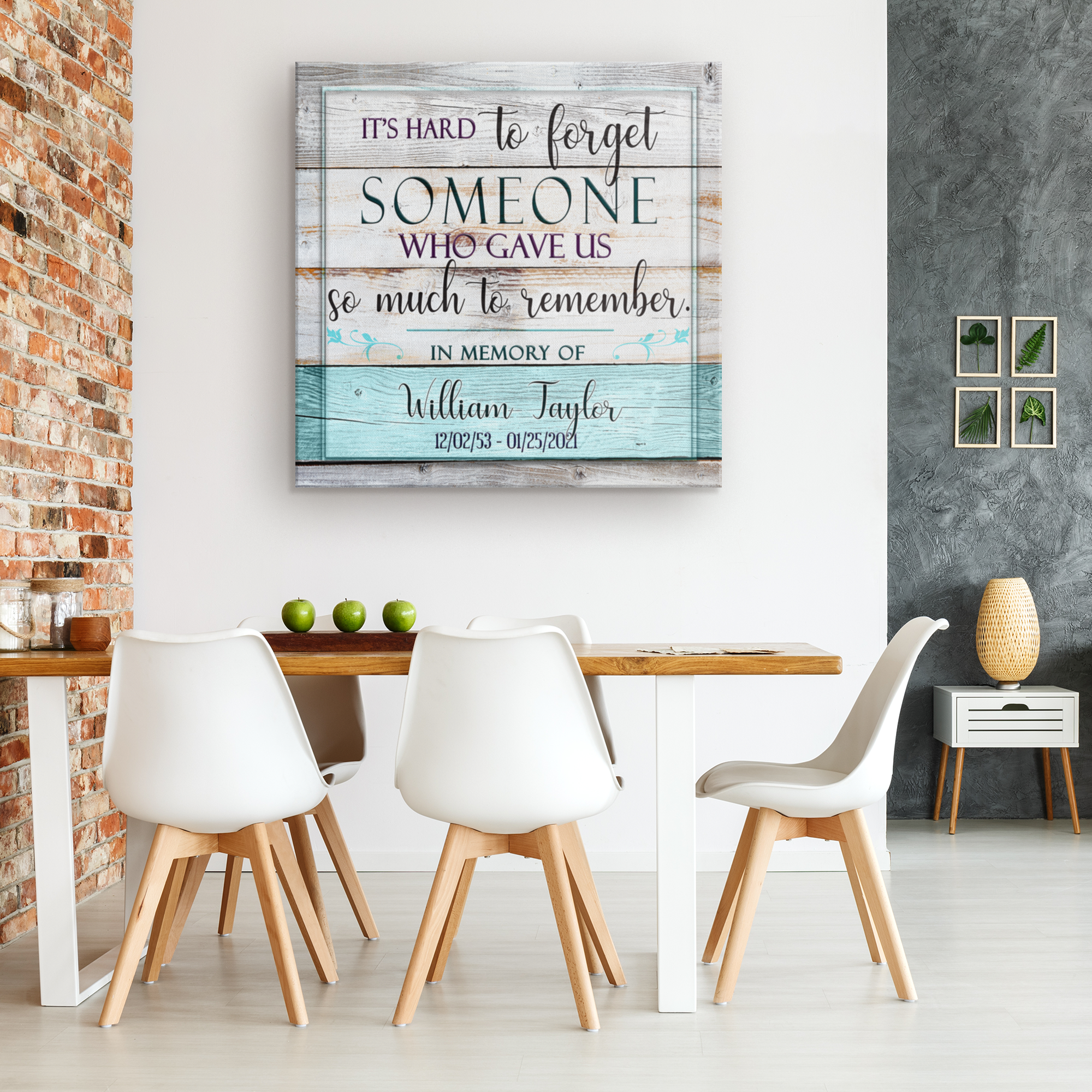 Personalized "It's Hard To Forget Someone" Memorial Premium Canvas Wall Art