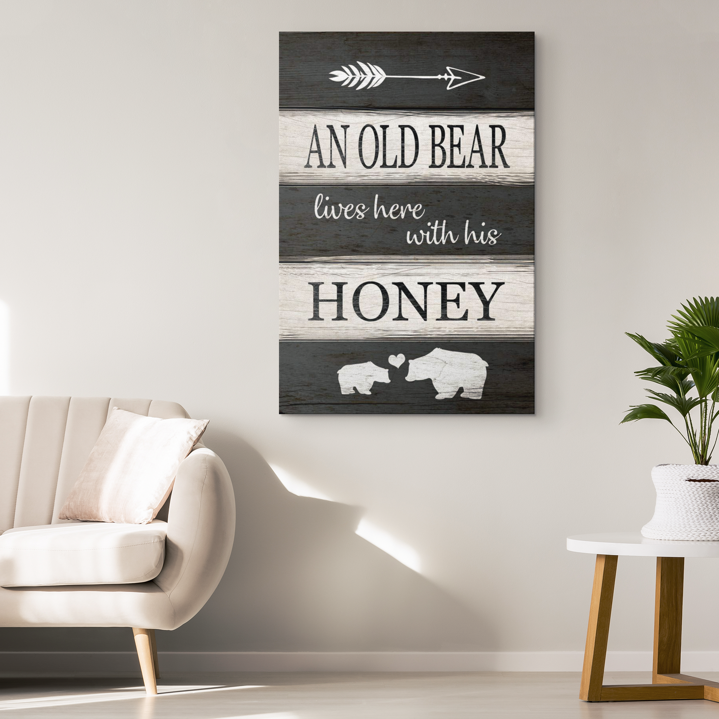"An Old Bear Lives Here" Premium Canvas