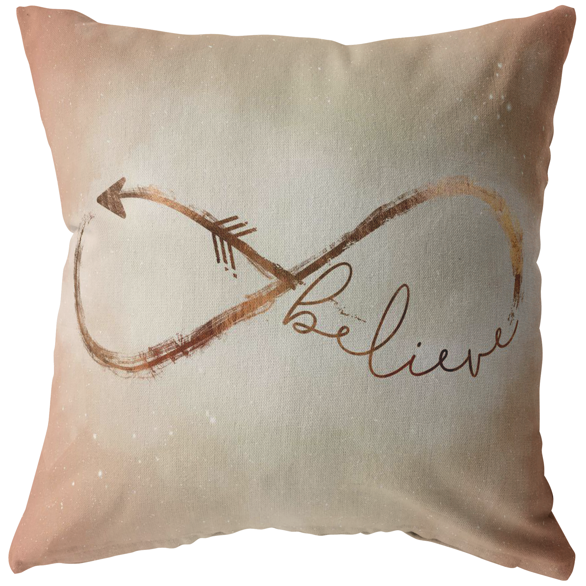 "BELIEVE" Infinity Design Rose Gold Color Pillow