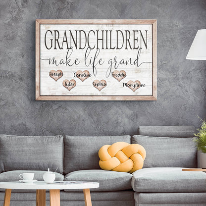 Personalized "Grandchildren Make Life Grand" Premium Canvas