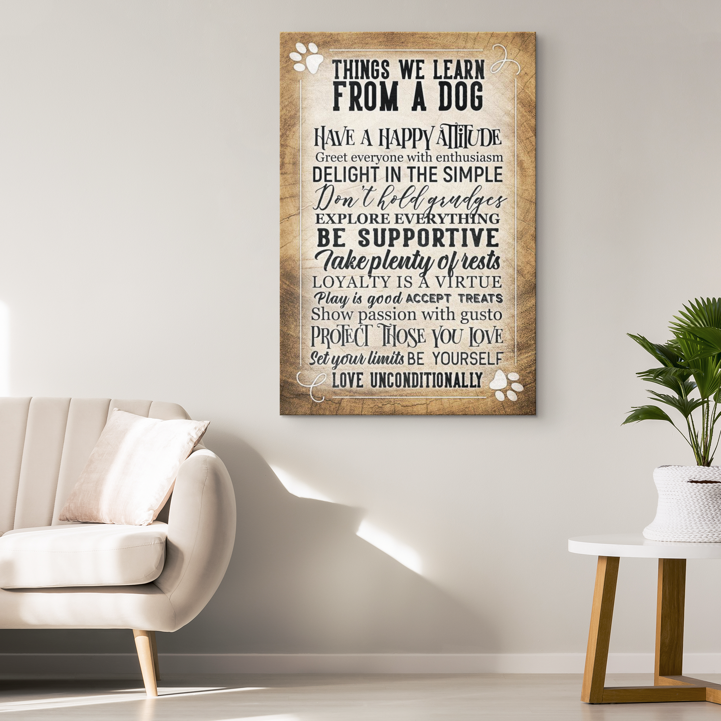 "Things We Learn From A Dog" Inspirational Premium Canvas