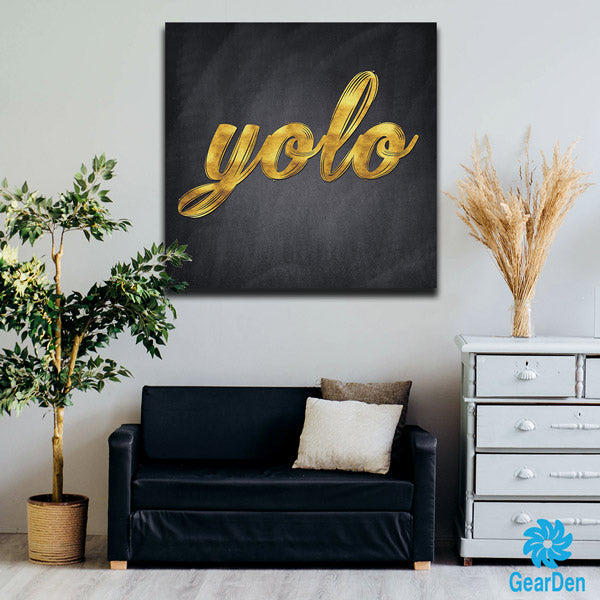 "Yolo" Gold Typography Premium Canvas