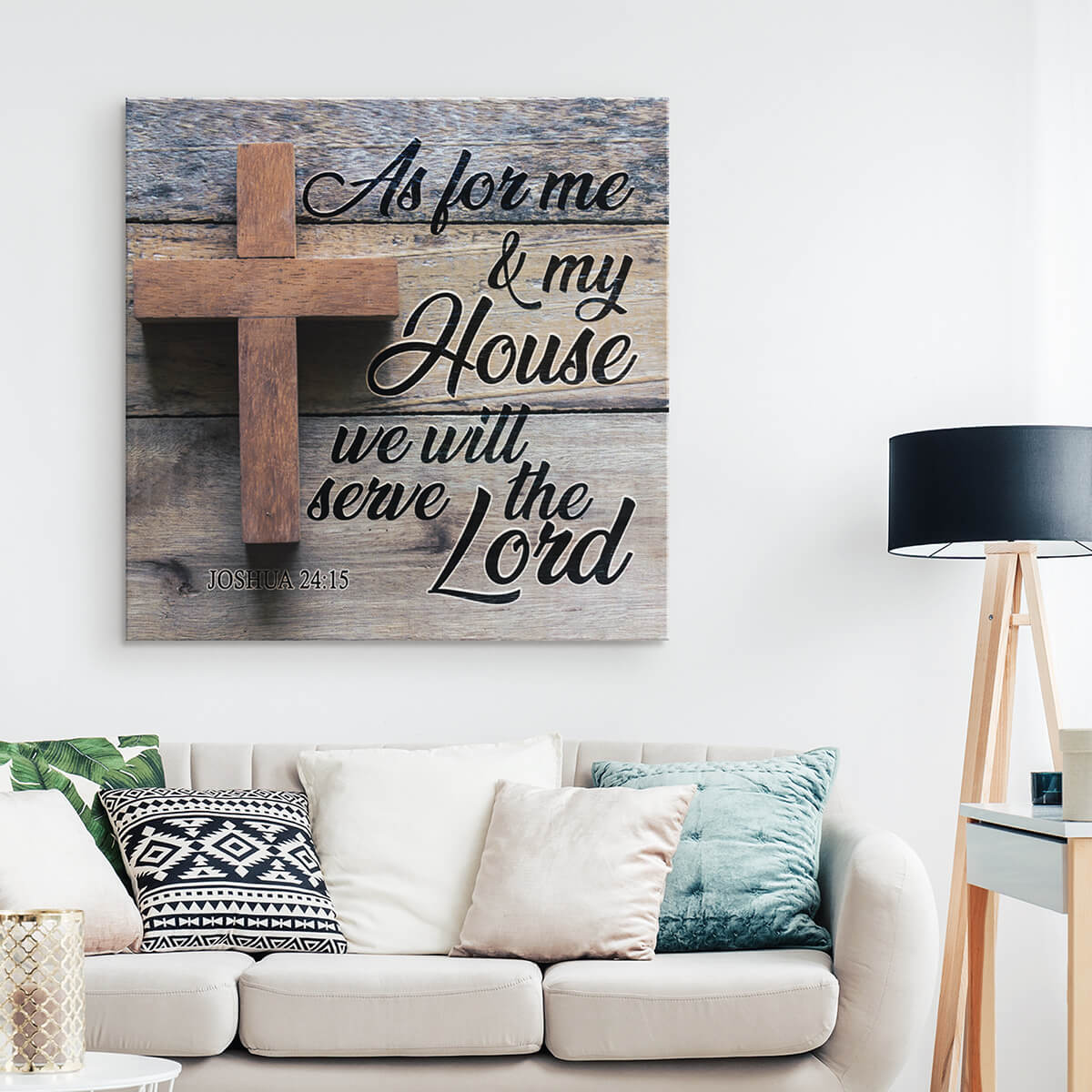 "As For Me & my House We Will Serve The Lord" Premium Canvas