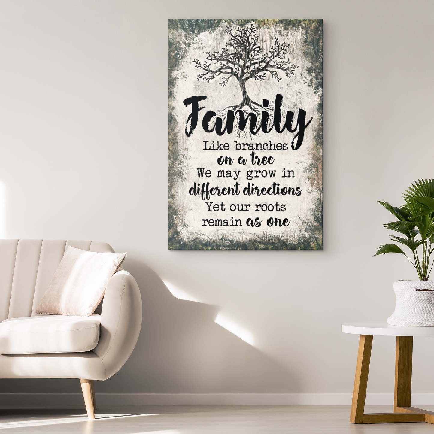 "Family - Like Branches On A Tree" Premium Rustic Canvas