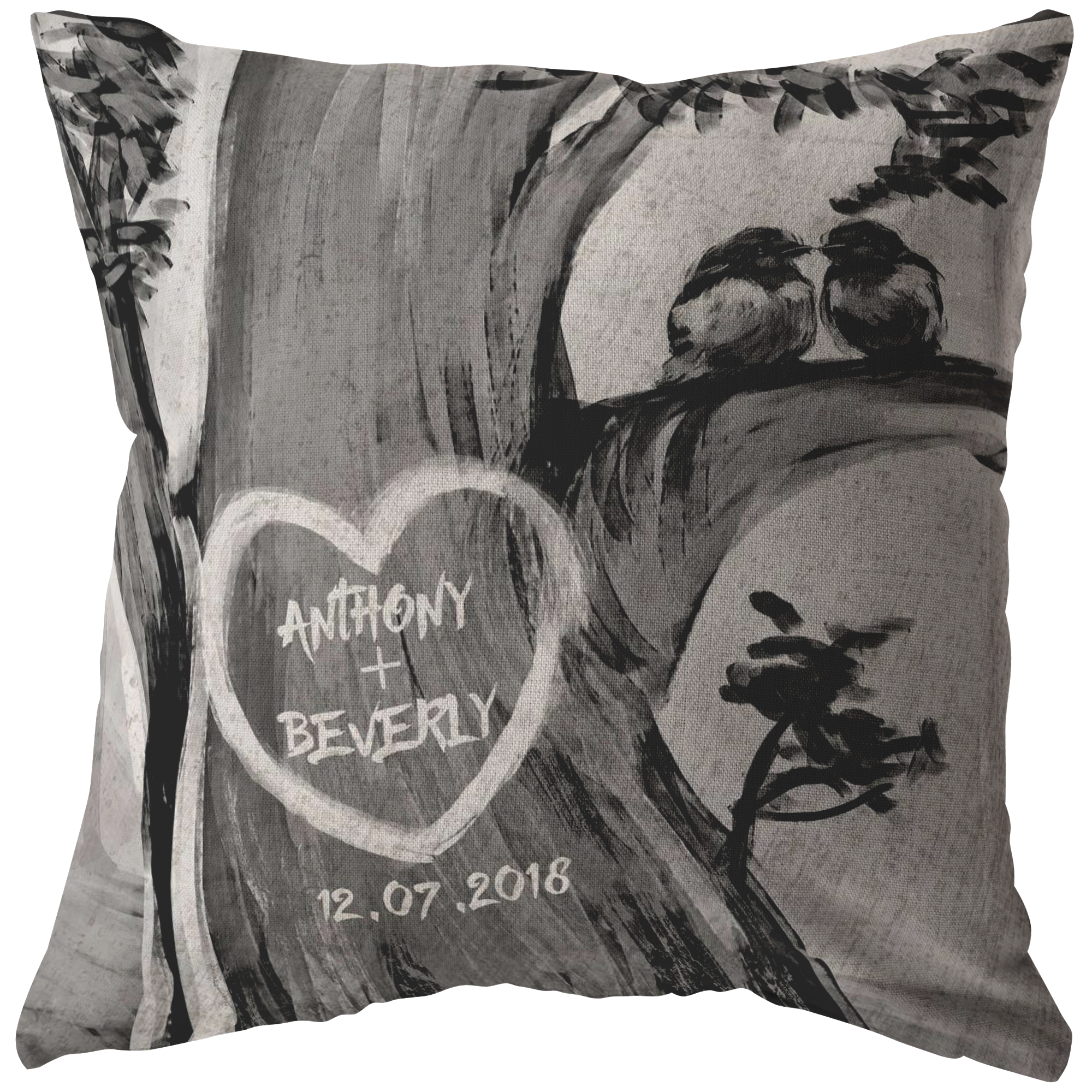 Personalized Pillow - "Heart with Names On A Tree"